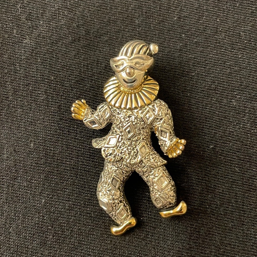 Silver & Gold Plates Clown Brooch/Pendant.